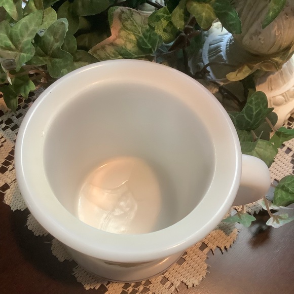 Vintage shaving mug white milk glass rose and leaves excellent - Picture 4 of 5
